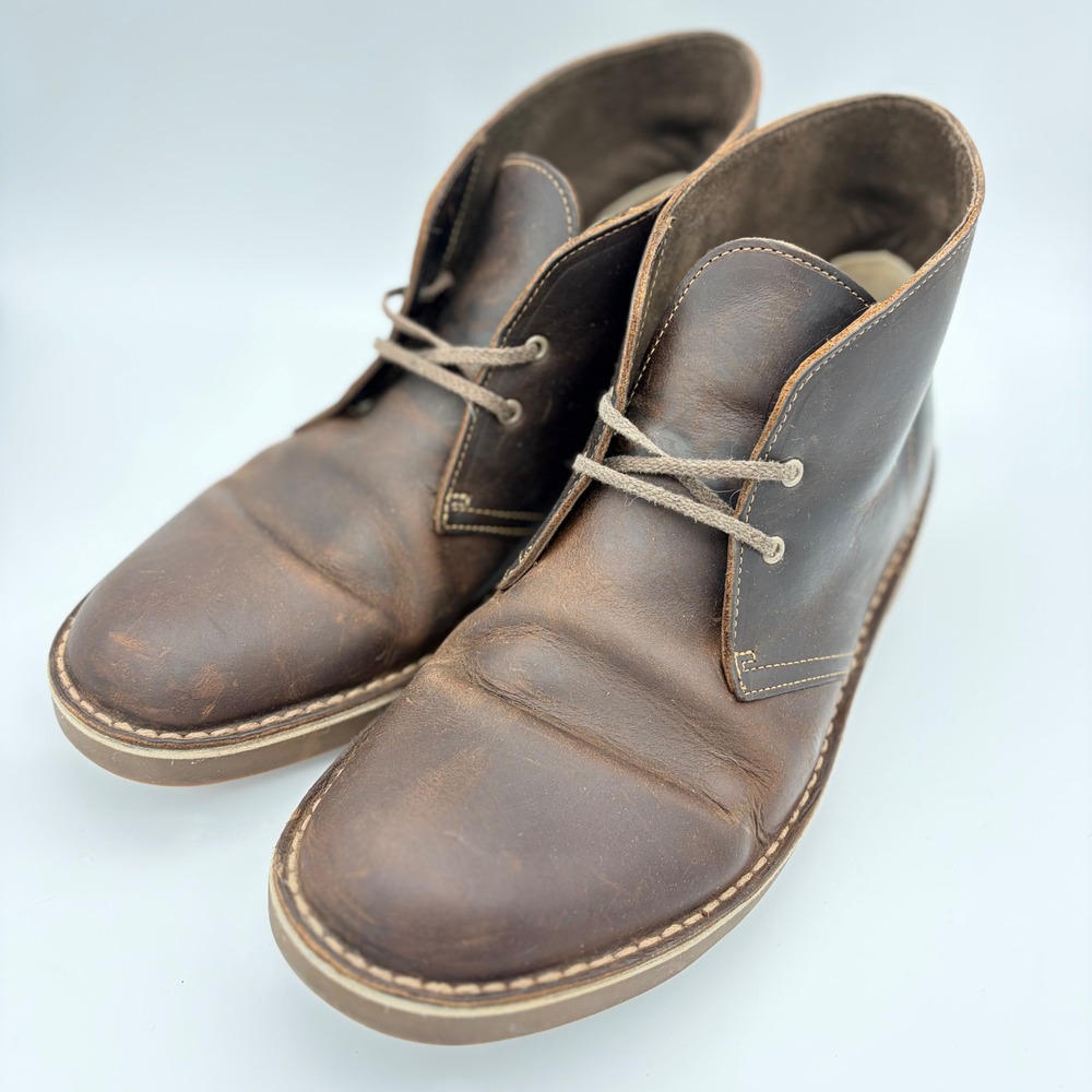 Clarks Bushacre 2 Beeswax Brown Leather Chukka Desert Boots Mens 11 Distressed
